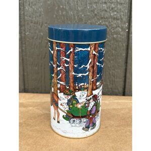 Vintage 1983 Christmas Tin Midwest Importers of Cannon Falls Santa Claus Sleigh
